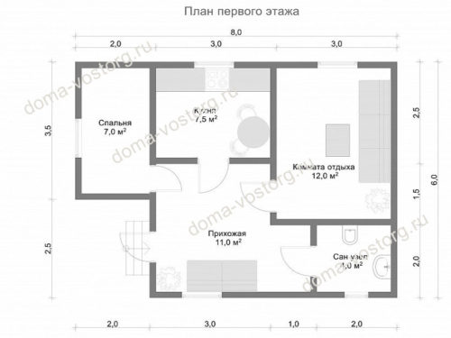 Каркасный дом 6х8 2К