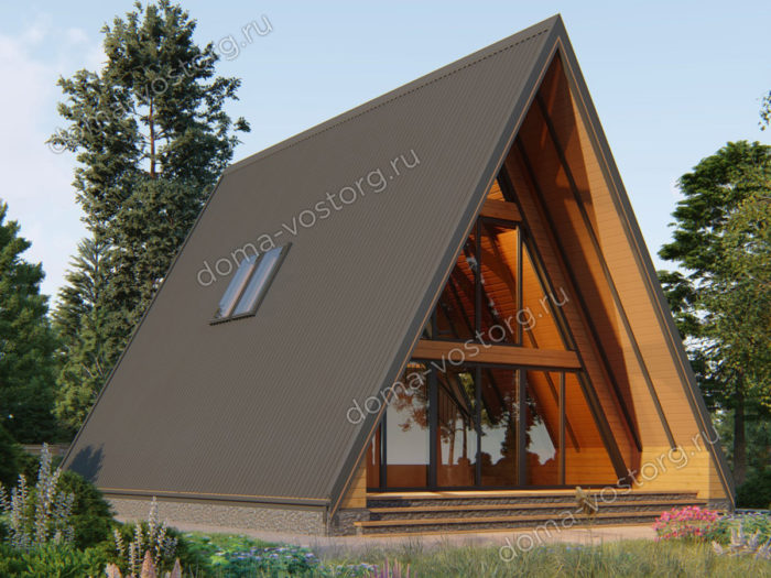 Каркасный дом A-frame 12x9 м