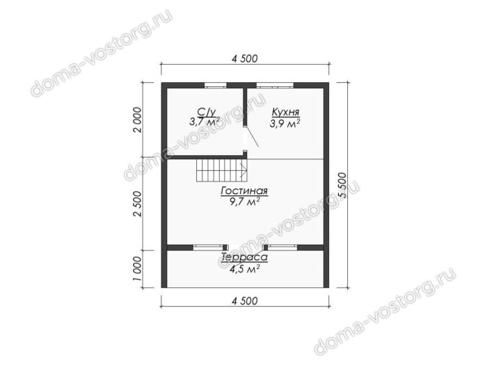 Каркасный дом A-frame 5,5x4,5 м