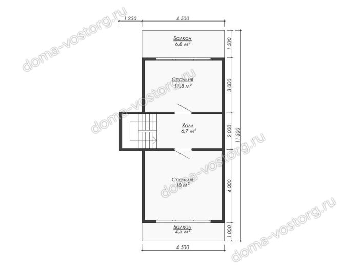 Каркасный дом A-frame 9x7 м