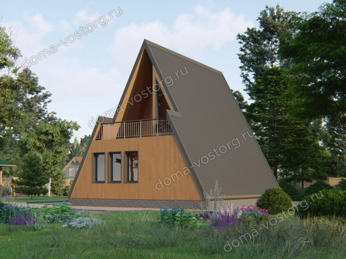 Каркасный дом A-frame 9,5x8 м