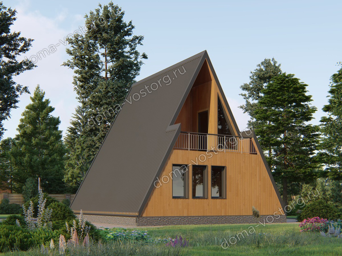 Каркасный дом A-frame 9,5x8 м