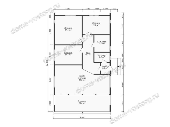 Каркасный дом Барнхаус 14.5x8,5 м