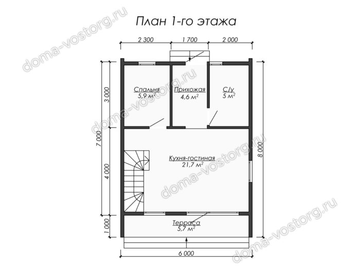 Каркасный дом Барнхаус 8x6 м